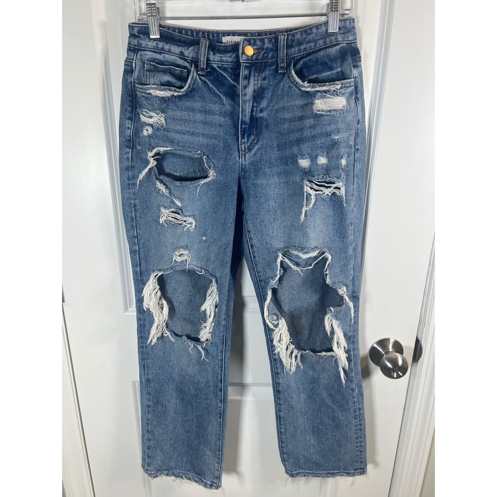Flying Monkey Womens‎ Jeans Heavy Distressed Blue 27
